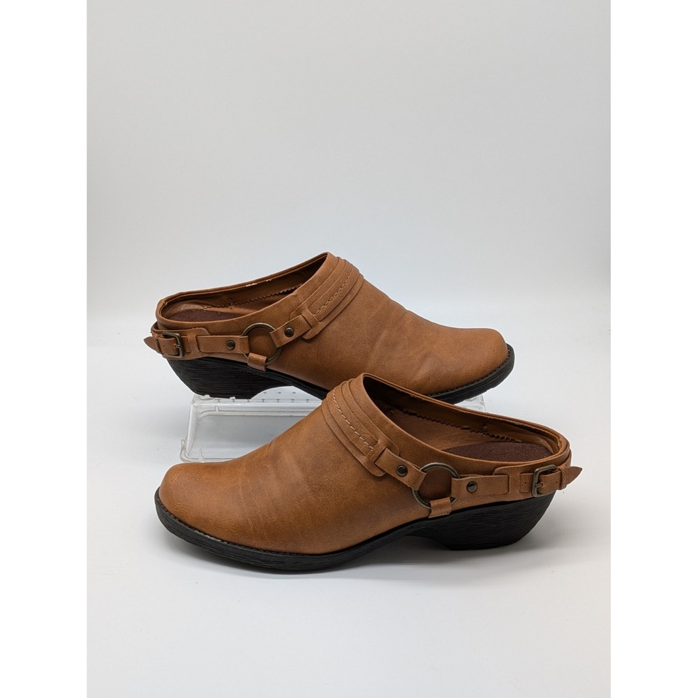 Aerosoles Womens Mules Size 7 Brown Western Buckle Clogs Slip On Shoes
